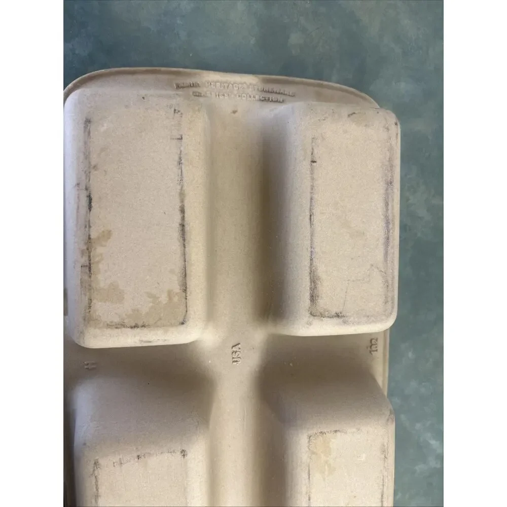 Pampered Chef 4 Mini Loaf Stoneware Pan USA 15x9 Natural Baking Pan AS-IS Read